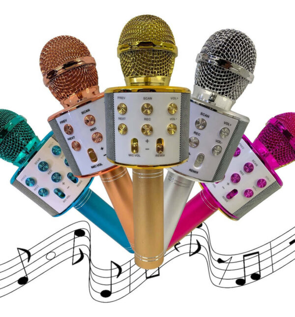 Microfone Bluetooth Karaoke Sem Fio Youtuber Reporter Cores - Imagem 3