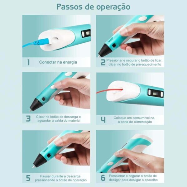 Caneta 3d Impressora Profissional 12v Com Filamentos + Fonte - Imagem 10