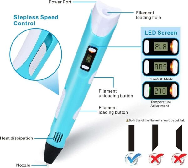 Caneta 3d Impressora Profissional 12v Com Filamentos + Fonte - Imagem 6