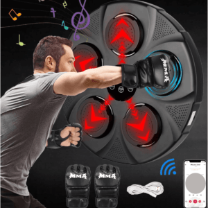 Máquina de boxe musical inteligente montada na parede de cor preta