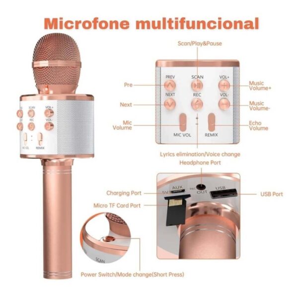 Microfone Bluetooth Karaoke Sem Fio Youtuber Reporter Cores - Imagem 5
