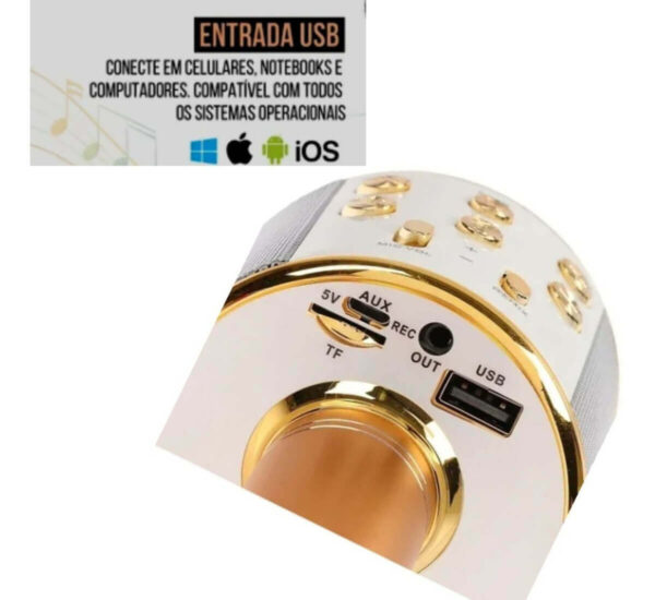 Microfone Bluetooth Karaoke Sem Fio Youtuber Reporter Cores - Imagem 2