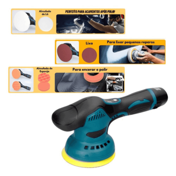 Lixadeira Politriz Sem Fio 12v Portátil Bateria 5000 Rpm - Imagem 6