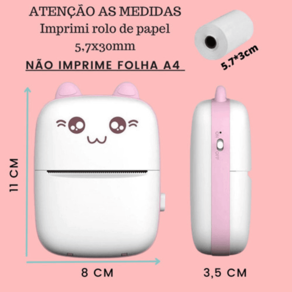 Mini Impressora Térmica Portátil Sem Fio Bt 200dpi Escolar - Imagem 6