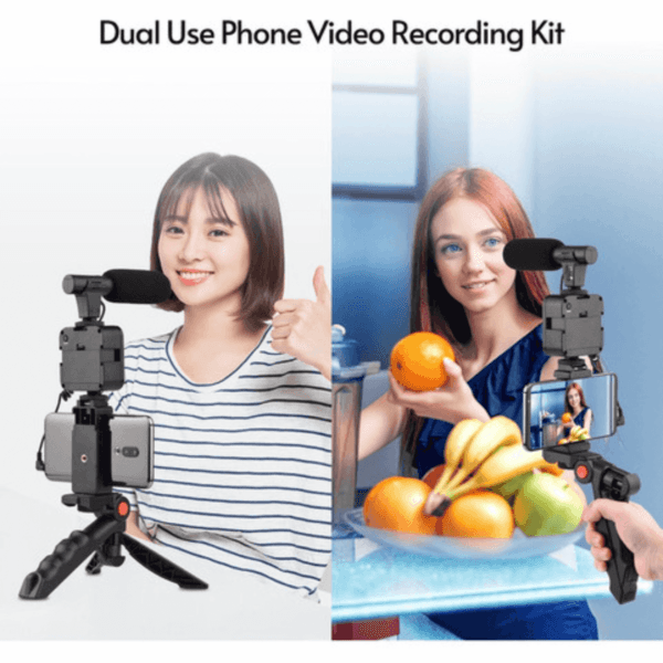 Kit De Vlogg Filmagem Microfone Tripé Luz Live Profissional - Imagem 8