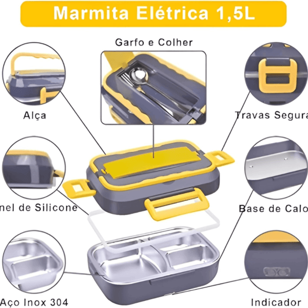 Marmita Elétrica Veicular 12v/bivolt Aquecedor De Alimentos - Imagem 6