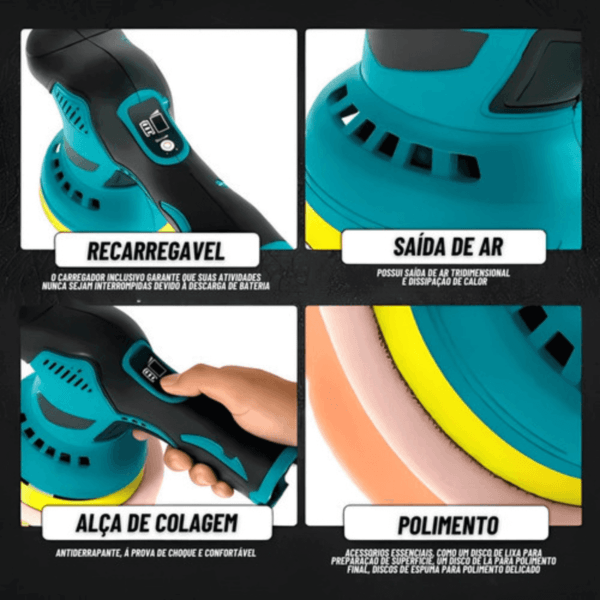 Lixadeira Politriz Sem Fio 12v Portátil Bateria 5000 Rpm - Imagem 7