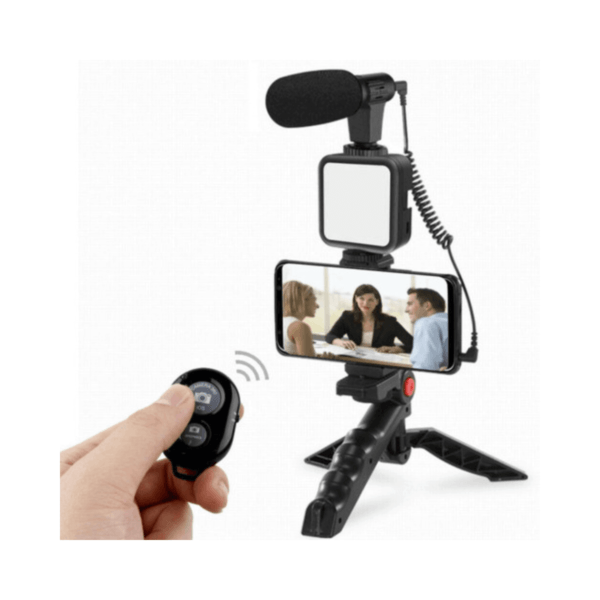 Kit De Vlogg Filmagem Microfone Tripé Luz Live Profissional - Imagem 11