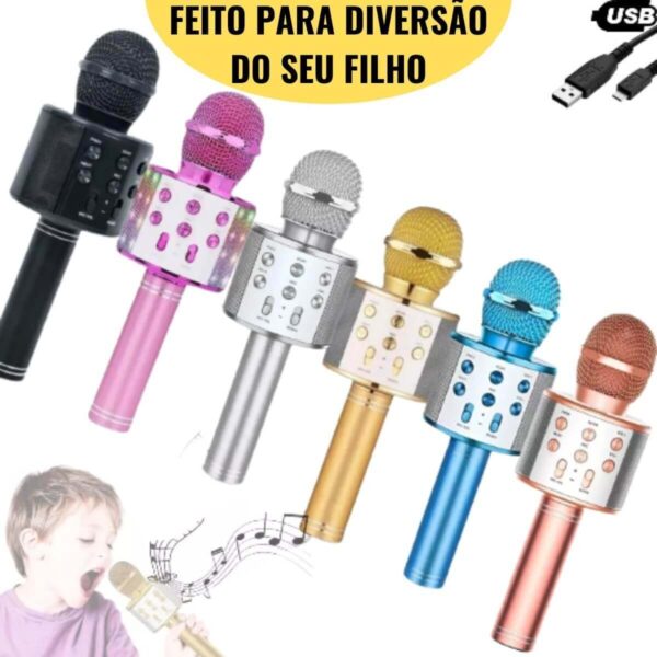 Microfone Bluetooth Karaoke Sem Fio Youtuber Reporter Cores - Imagem 6