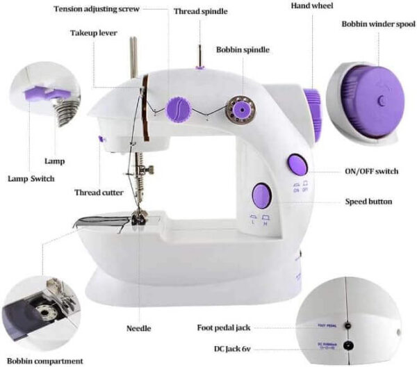 Mini máquina de costura reta CounterTech FH-SM202 portátil branca 110V/220V - Imagem 12