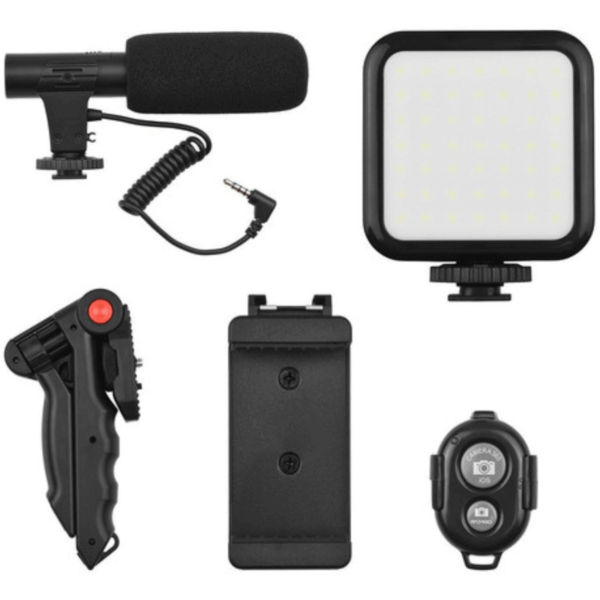 Kit De Vlogg Filmagem Microfone Tripé Luz Live Profissional - Imagem 4