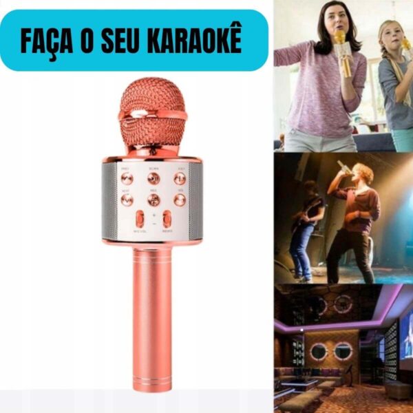 Microfone Bluetooth Karaoke Sem Fio Youtuber Reporter Cores - Imagem 7