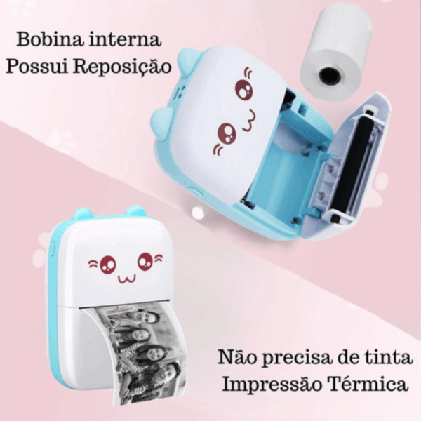 Mini Impressora Térmica Portátil Sem Fio Bt 200dpi Escolar - Imagem 3