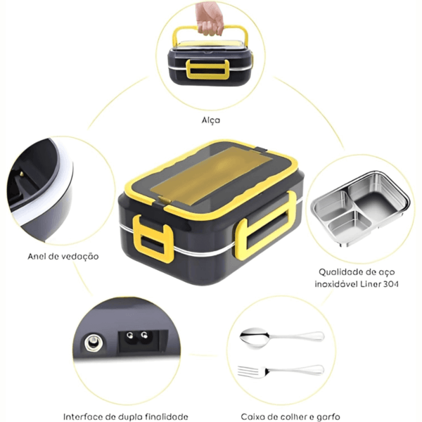 Marmita Elétrica Veicular 12v/bivolt Aquecedor De Alimentos - Imagem 3