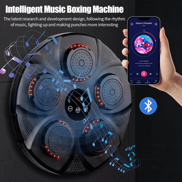 Máquina de boxe musical inteligente montada na parede de cor preta - Imagem 8