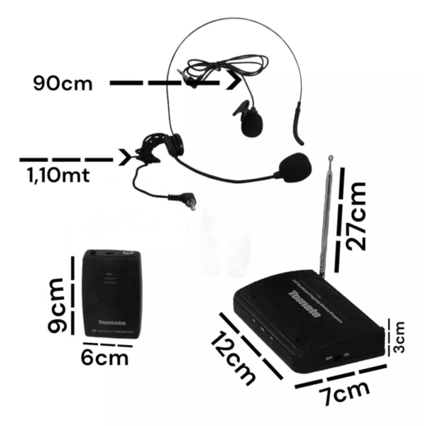 Microfone Profissional Lapela Headset S/fio Alcance 30 A 50m - Imagem 2
