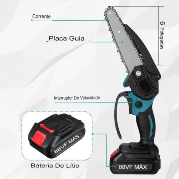 Motoserra Elétrica 2 Bateria Bivolt Recarregável Moto Serra - Imagem 10
