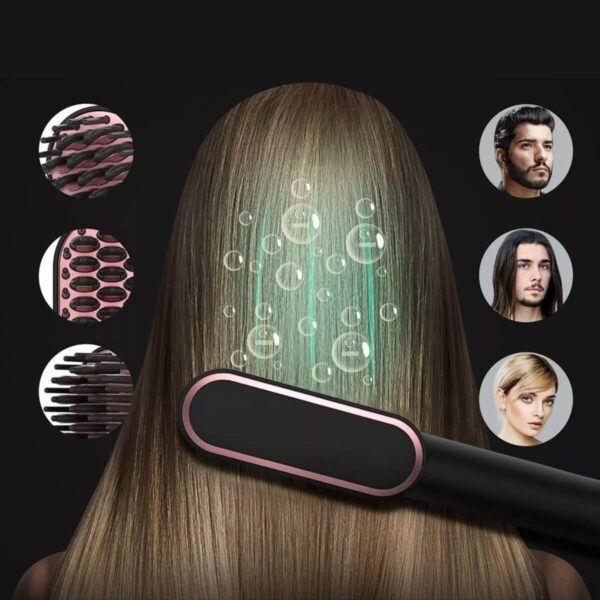 Escova Profissional Pente Alisadora 3 Em 1 Seca Modela Cabelo - Imagem 9