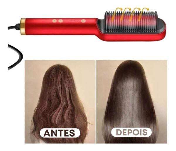 Escova Profissional Pente Alisadora 3 Em 1 Seca Modela Cabelo - Imagem 8