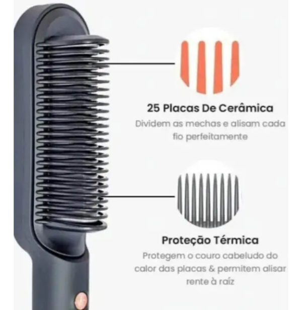 Escova Profissional Pente Alisadora 3 Em 1 Seca Modela Cabelo - Imagem 4