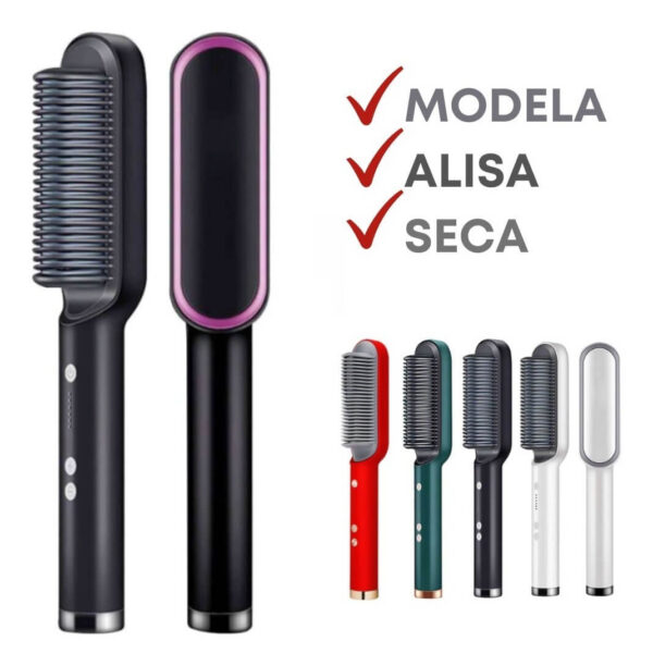 Escova Profissional Pente Alisadora 3 Em 1 Seca Modela Cabelo - Imagem 11