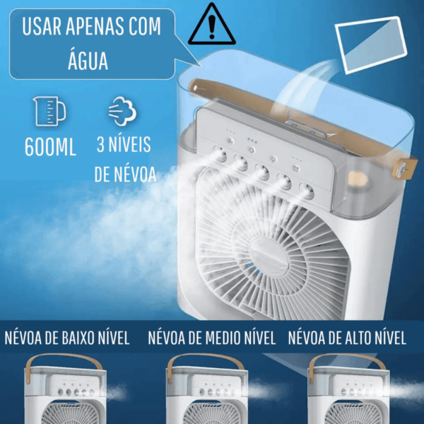 Ventilador Portátil grande de mesa Umidificador Climatizador Led Água e Gelo 3 Velocidades Led Início / Umidificadores & Ventiladores / Ventilador Portátil grande de mesa U - Imagem 5