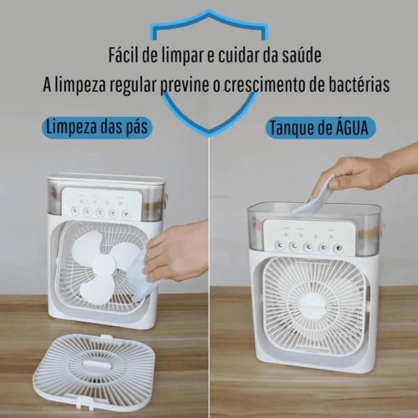 Ventilador Portátil grande de mesa Umidificador Climatizador Led Água e Gelo 3 Velocidades Led Início / Umidificadores & Ventiladores / Ventilador Portátil grande de mesa U - Imagem 3