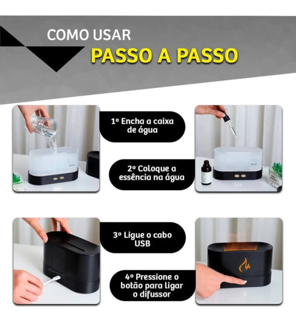 Difusor Aromatizador Umidificador Chamas Ar Óleos Essenciais - Imagem 9