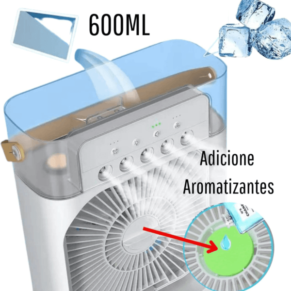 Ventilador Portátil grande de mesa Umidificador Climatizador Led Água e Gelo 3 Velocidades Led Início / Umidificadores & Ventiladores / Ventilador Portátil grande de mesa U - Imagem 2