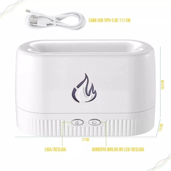 Difusor Aromatizador Umidificador Chamas Ar Óleos Essenciais - Imagem 5