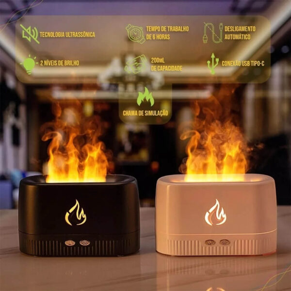 Difusor Aromatizador Umidificador Chamas Ar Óleos Essenciais - Imagem 7