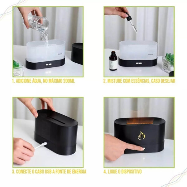 Difusor Aromatizador Umidificador Chamas Ar Óleos Essenciais - Imagem 4