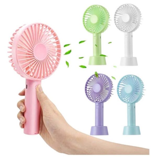 Mini Ventilador Portátil Recarregável com Suporte de Mão