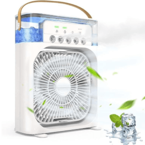 Ventilador Portátil grande de mesa Umidificador Climatizador Led Água e Gelo 3 Velocidades Led Início / Umidificadores & Ventiladores / Ventilador Portátil grande de mesa U