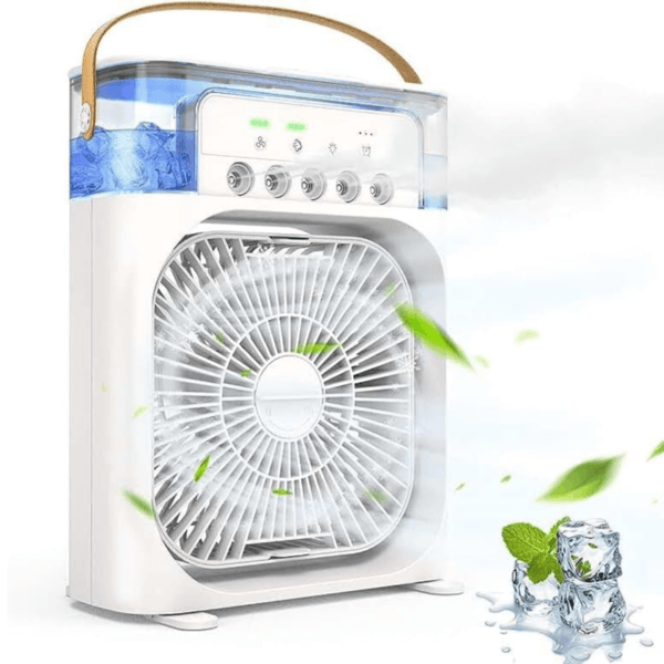 Ventilador Portátil grande de mesa Umidificador Climatizador Led Água e Gelo 3 Velocidades Led Início / Umidificadores & Ventiladores / Ventilador Portátil grande de mesa U