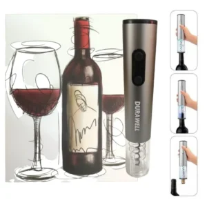 Kit Abridor Vinho Automático À Pilha Com Acessórios Cor Prata