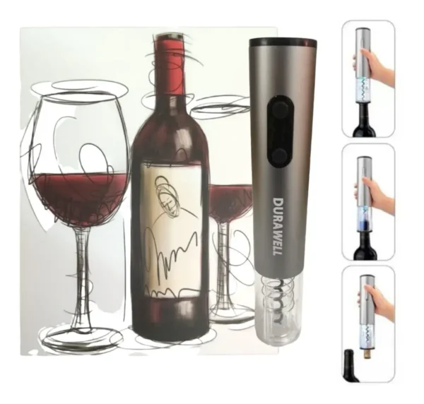 Kit Abridor Vinho Automático À Pilha Com Acessórios Cor Prata