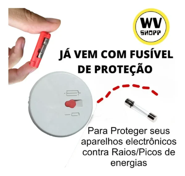 Filtro De Linha 5 Tomadas Sem Fio Portatil C/fusível - Imagem 3