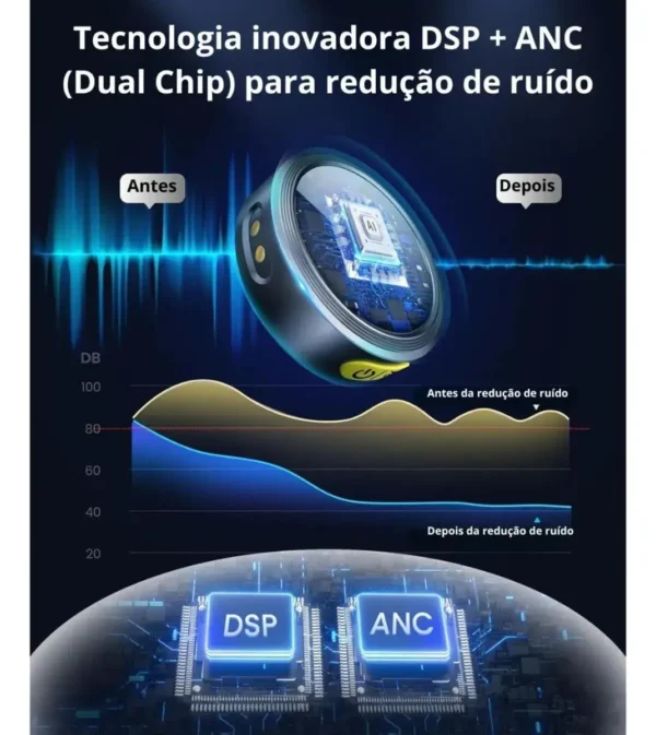 Microfone Duplo Q8 Sem Fio Usb-c / Lightning Para Smartphone Cor Preto - Imagem 4