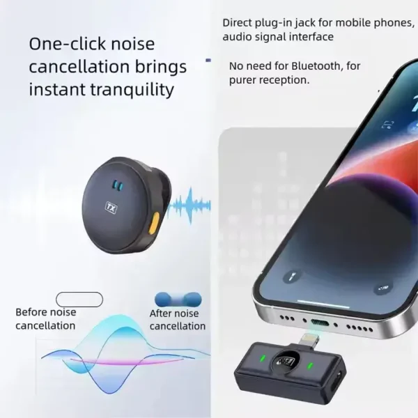 Microfone Duplo Q8 Sem Fio Usb-c / Lightning Para Smartphone Cor Preto - Imagem 7
