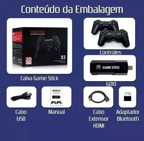 Game Stick 4K Retro Gd10 35.000 Jogos 2 Controles Sem Fio Original - Imagem 8