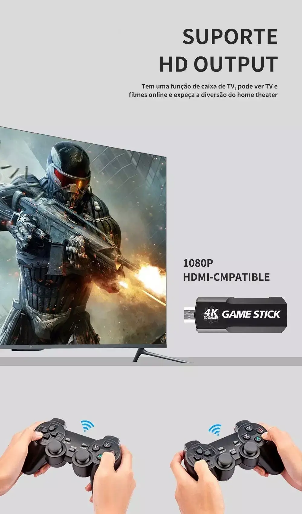 Game Stick 4K Retro Gd10 35.000 Jogos 2 Controles Sem Fio Original - Imagem 4